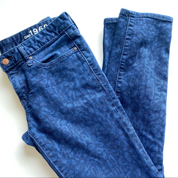 GAP Dark Wash Leopard Print Always Skinny Jeans - Picture 3 of 14